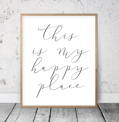 This Is My Happy Place, Welcome Printable Sign, Entrance Wall Decor Room Print