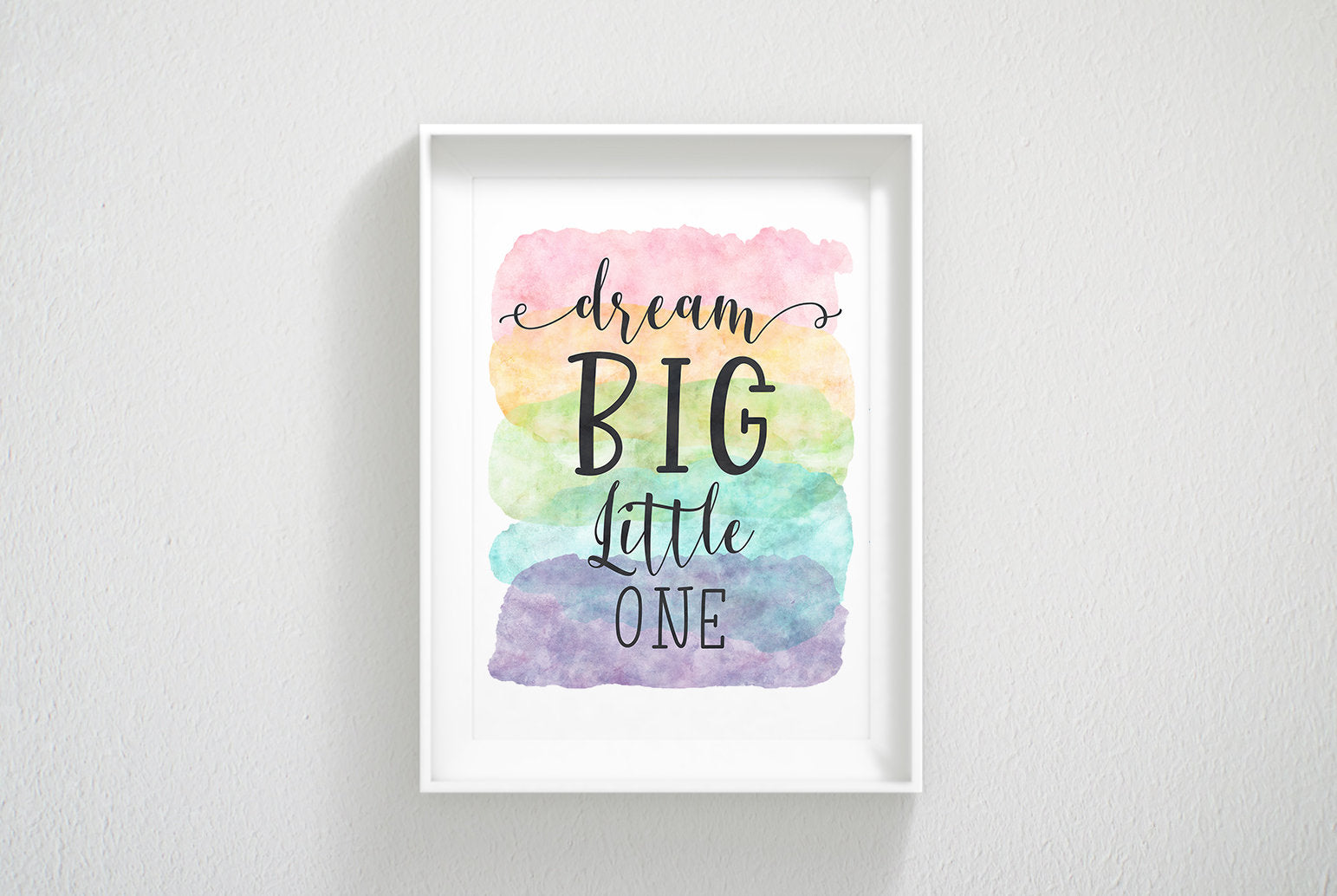 Dream Big Little One, Dream Big Sign, Nursery Watercolor Wall Art,Room Decor