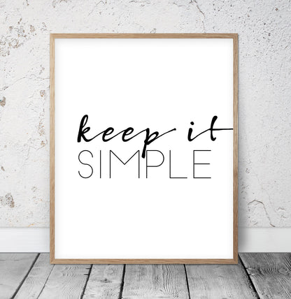 Inspiring Wall Art Keep It Simple,Typography Art,Poster Quote, Wall Hanging Art
