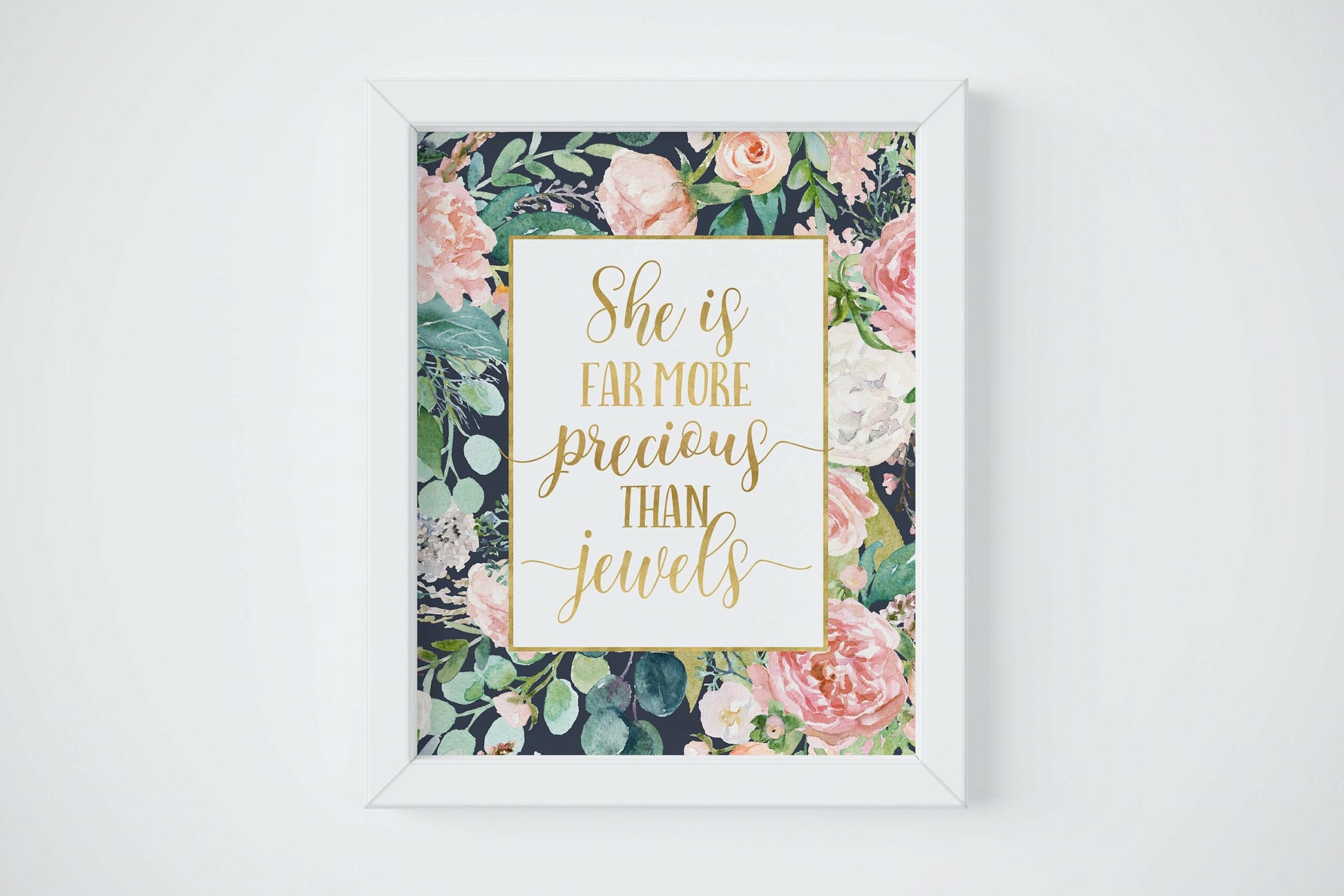 Bible Verse Wall Art, She Is Far More Precious Than Jewels,Proverbs 31:10, Scripture