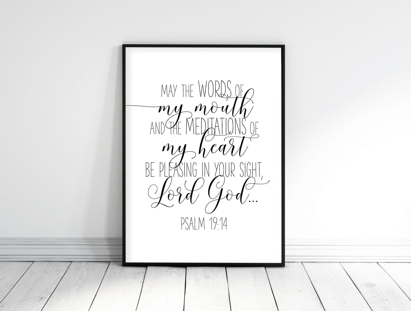 Psalm 19:14 May the Words Of My Mouth, Scripture Wall Art, Christian Prints, Bible Verse Print