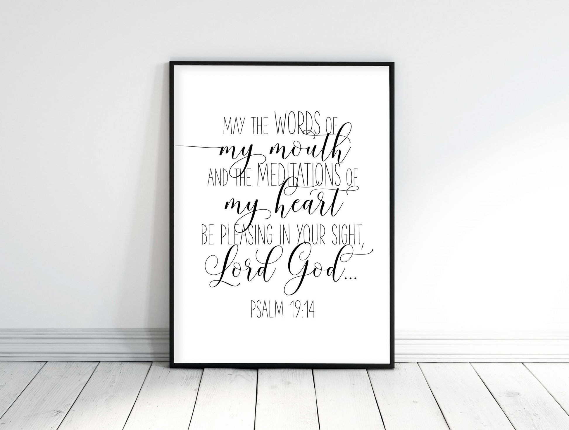 Psalm 19:14 May the Words Of My Mouth, Scripture Wall Art, Christian Prints, Bible Verse Print