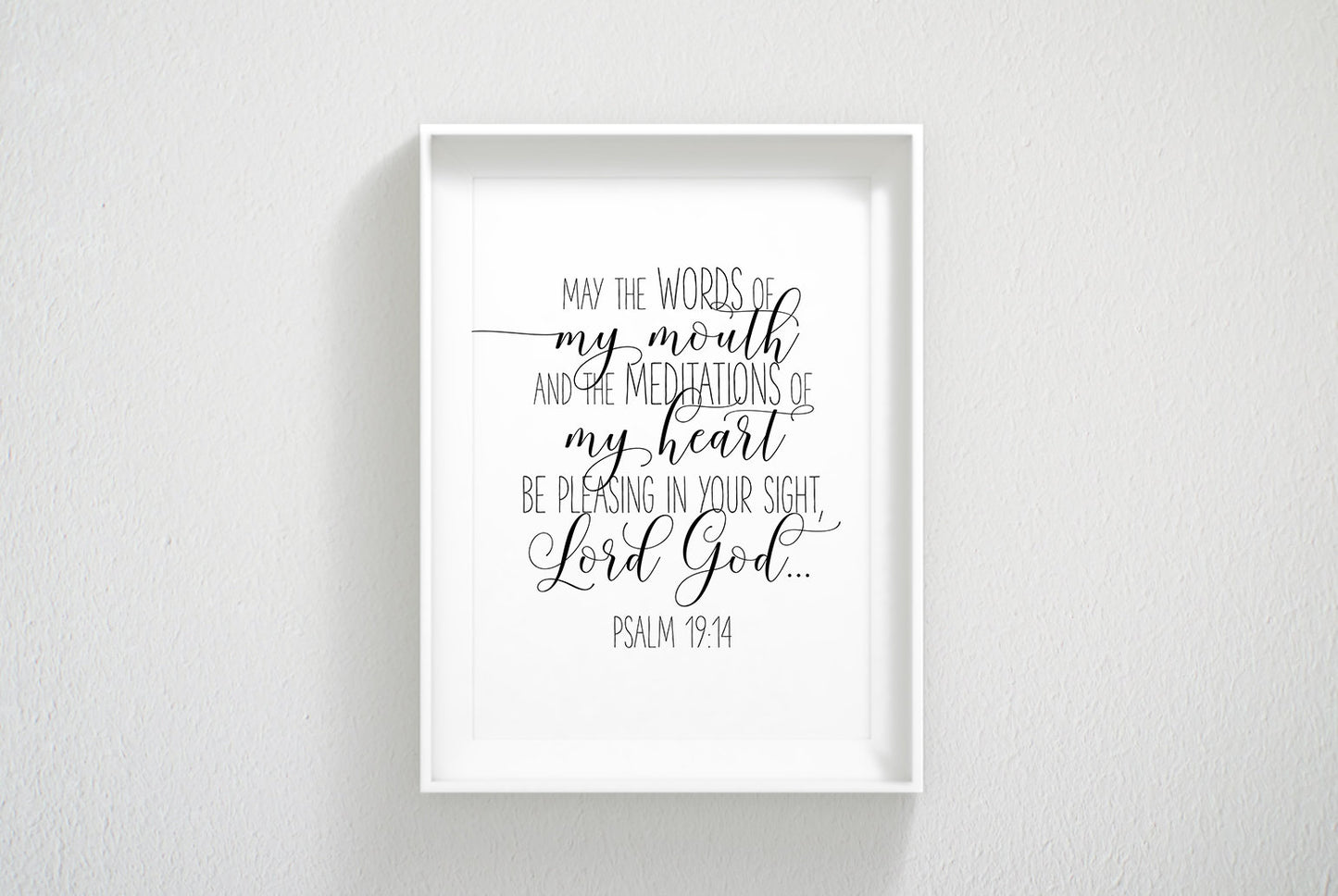 Psalm 19:14 May the Words Of My Mouth, Scripture Wall Art, Christian Prints, Bible Verse Print