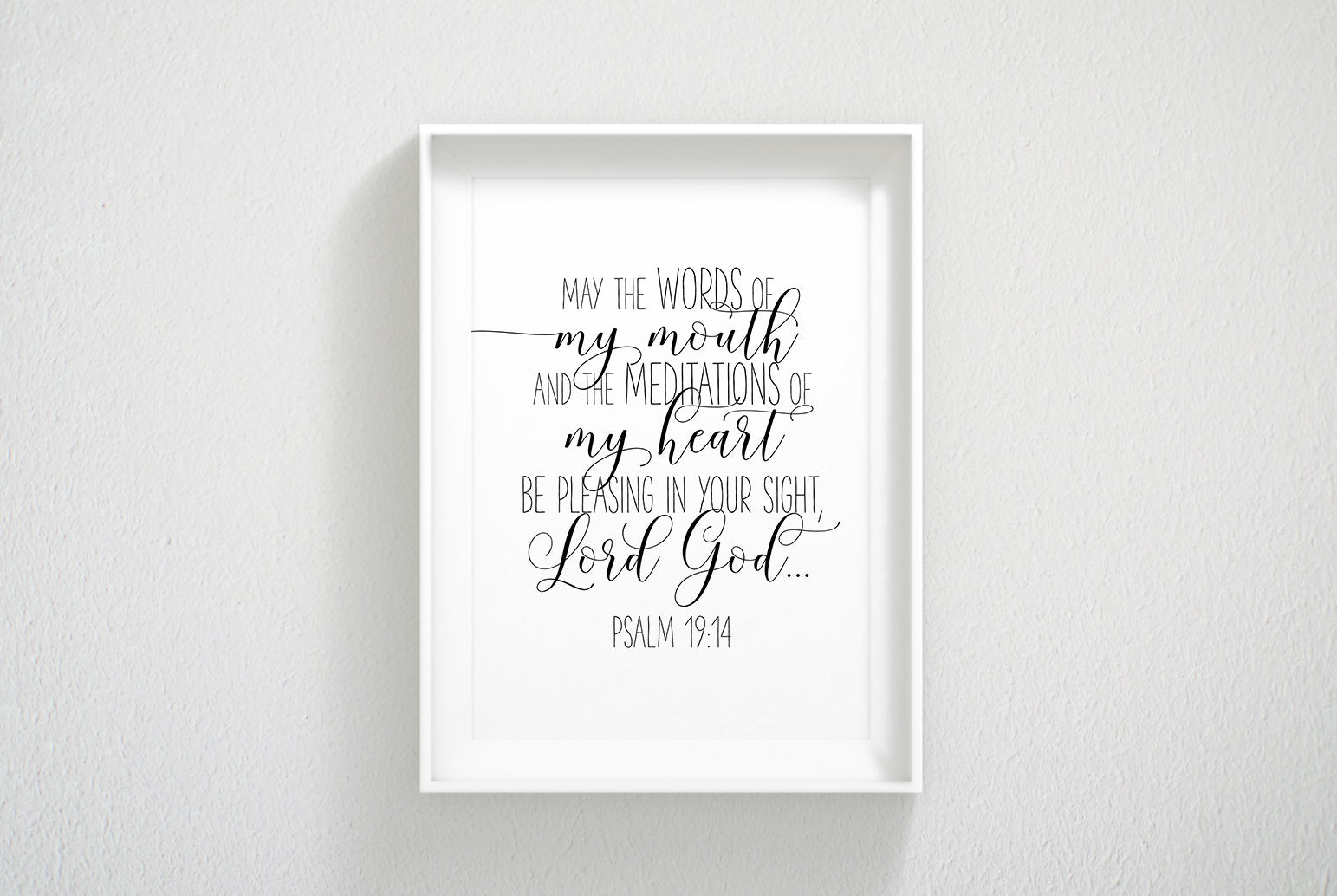 Psalm 19:14 May the Words Of My Mouth, Scripture Wall Art, Christian Prints, Bible Verse Print