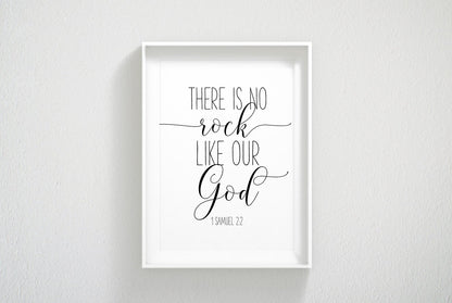 There Is No Rock Like Our God, 1 Samuel 2:2, Scripture Print, Bible Verse Prints,Kids Room Decor