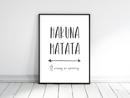 Hakuna Matata Print, Children Prints, Kids Room Decor, Nursery Wall Art