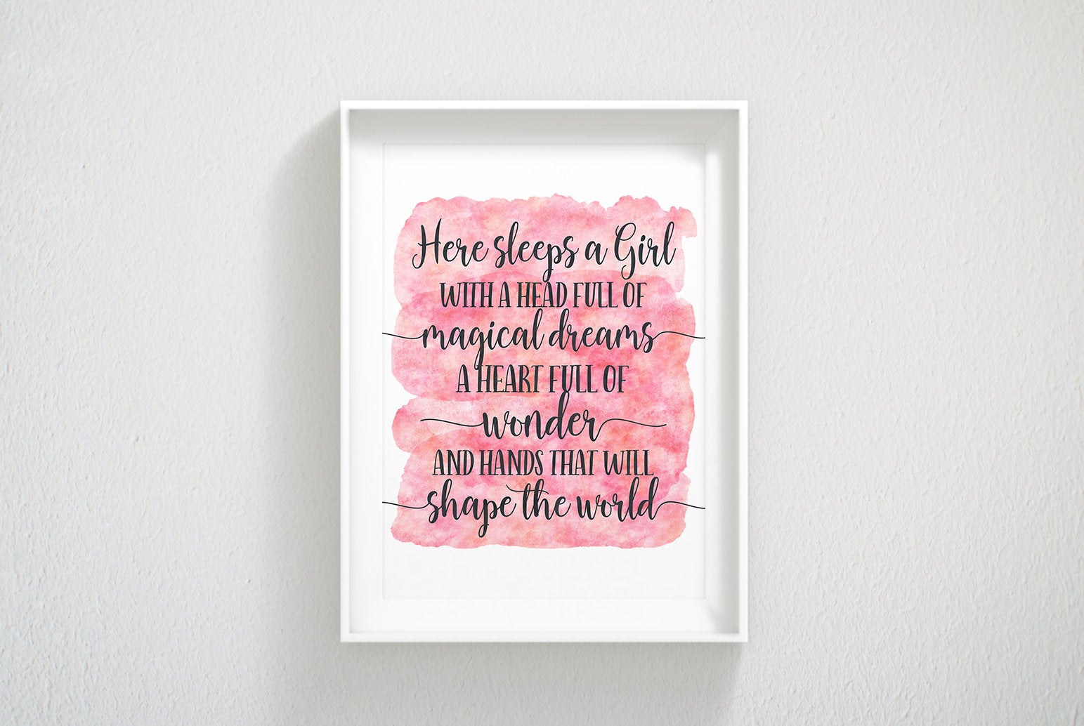 Here Sleeps a Girl With a Head Full of Magical Dreams, Girl Quotes Room Decor