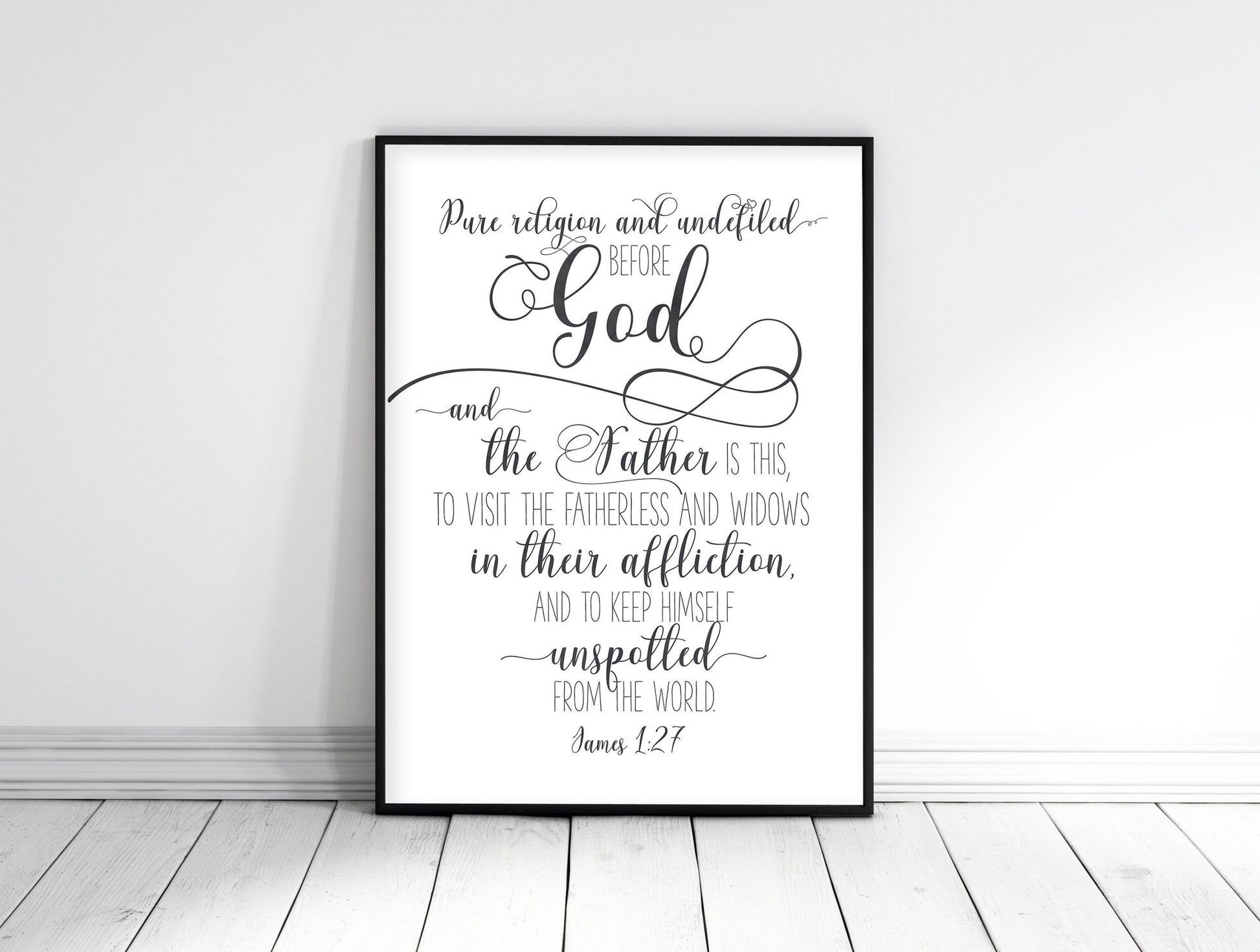 Pure Religion And Undefiled Before God And The Father Is This, James 1:27, Printable Bible Verse