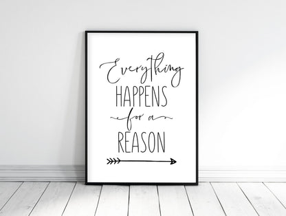 Everything Happens For A Reason, Modern Motivational Quote Inspiration