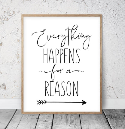 Everything Happens For A Reason, Modern Motivational Quote Inspiration