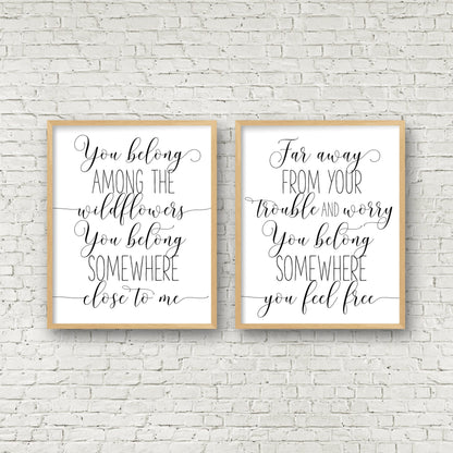 You Belong Among the Wildflowers, Tom Petty Wall Art, Girl Quotes Room Decor