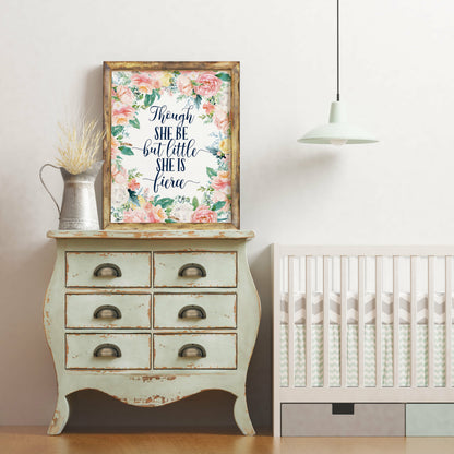 Though She Be But Little She is Fierce, Blue Nursery Decor, Nursery Printable Art