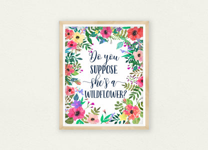 Alice in Wonderland Print Do You Suppose She's a Wildflower,Quote Nursery Art