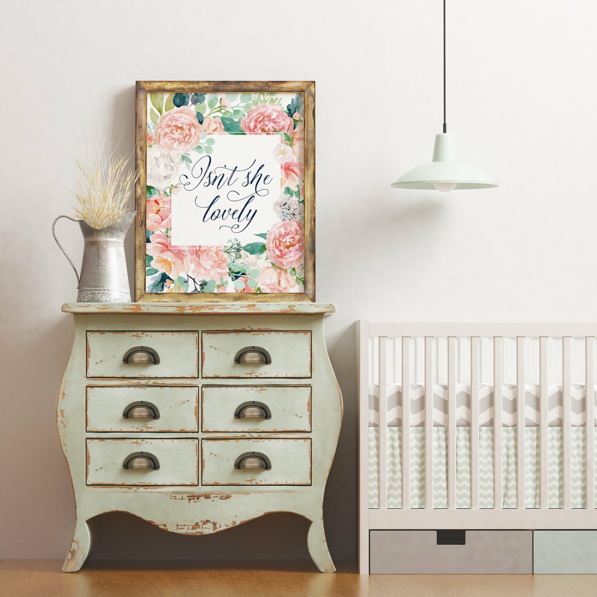 Printable Quote Art Isn't She Lovely, Baby Girl Nursery Print, Hand Lettered Quotes