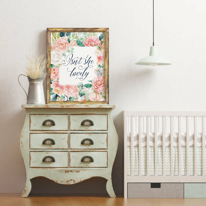 Printable Quote Art Isn't She Lovely, Baby Girl Nursery Print, Hand Lettered Quotes