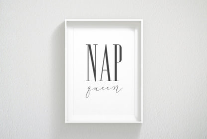 Nap Queen Printable Wall Art, Girls Room Wall Art, Girl Quotes Room Decor