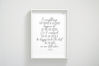 Everything That Happens In This World, Ecclesiastes 3:1,12 Bible Verse Printable Wall Art