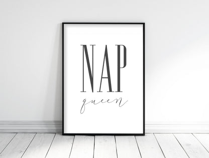 Nap Queen Printable Wall Art, Girls Room Wall Art, Girl Quotes Room Decor