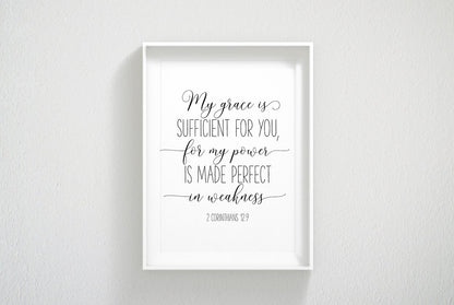 My Grace Is Sufficient For You, 2 Corinthians 12:9, Bible Verse Printable Wall Art
