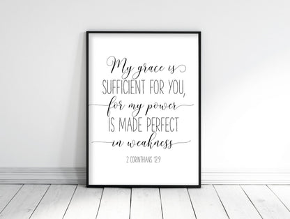 My Grace Is Sufficient For You, 2 Corinthians 12:9, Bible Verse Printable Wall Art