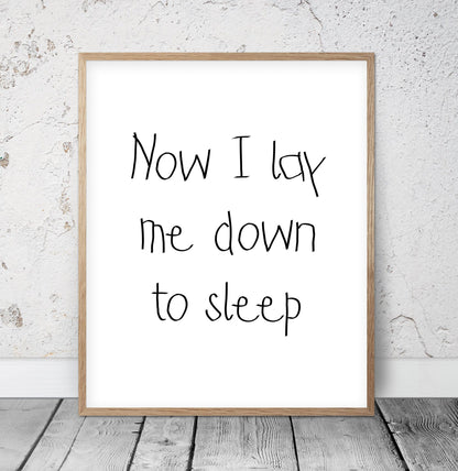 Now I Lay Me Down To Sleep, Nursery Printable Wall Art, Kids Room Decor Art