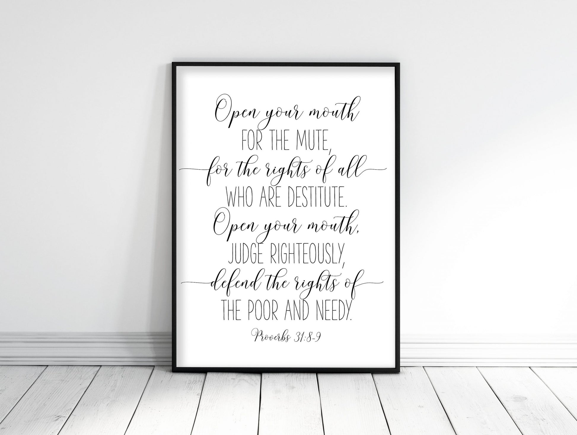 Open Your Mouth For The Mute, Proverbs 31:8-9, Bible Verse Print Wall Art,Nursery Bible Quotes
