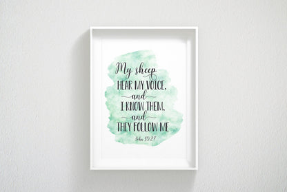 My Sheep Hear My Voice, John 10:27, Bible Verse Printable Wall Art, Nursery Bible Quotes