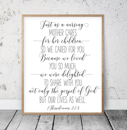 We Loved You So Much, 1 Thessalonians 2:8, Bible Verse Printable Wall Art, Bible Quotes