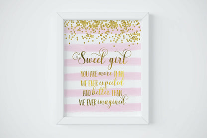 Sweet Girl You Are More Printable Nursery Wall Art, Gold Nursery Decor Girl