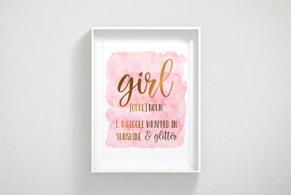 Girl Definition Sign, Funny Definitions, Nursery Printable Wall Art, Room Decor