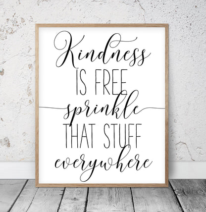 Kindness Is Free Sprinkle, Nursery Printable Wall Art, Nursery Decor, Kids Room