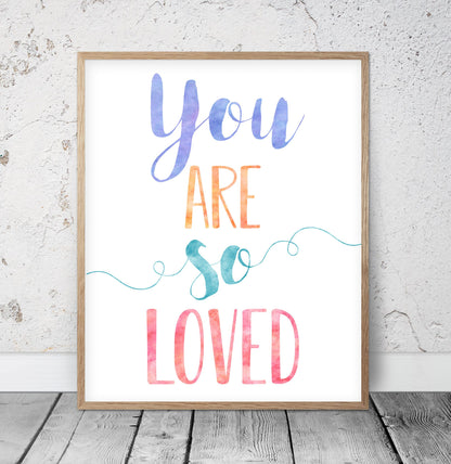 You Are So Loved, Nursery Decor Girl, Printable Quotes, Inspirational Wall Art,
