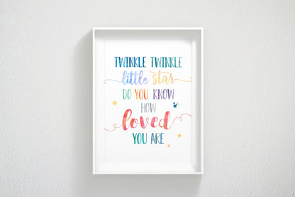 Twinkle Twinkle Little Star, Printable Nursery Wall Art Kids Room Decor Print