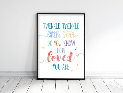 Twinkle Twinkle Little Star, Printable Nursery Wall Art Kids Room Decor Print
