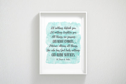 Let Nothing Disturb You, St. Teresa of Avila, Catholic Prayer, Bible Verse Printable, Nursery Decor