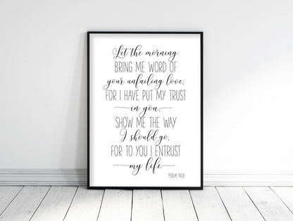 Let The Morning Bring Me Word, Psalm 143:8, Bible Verse Printable, Christian Gifts, Nursery Decor