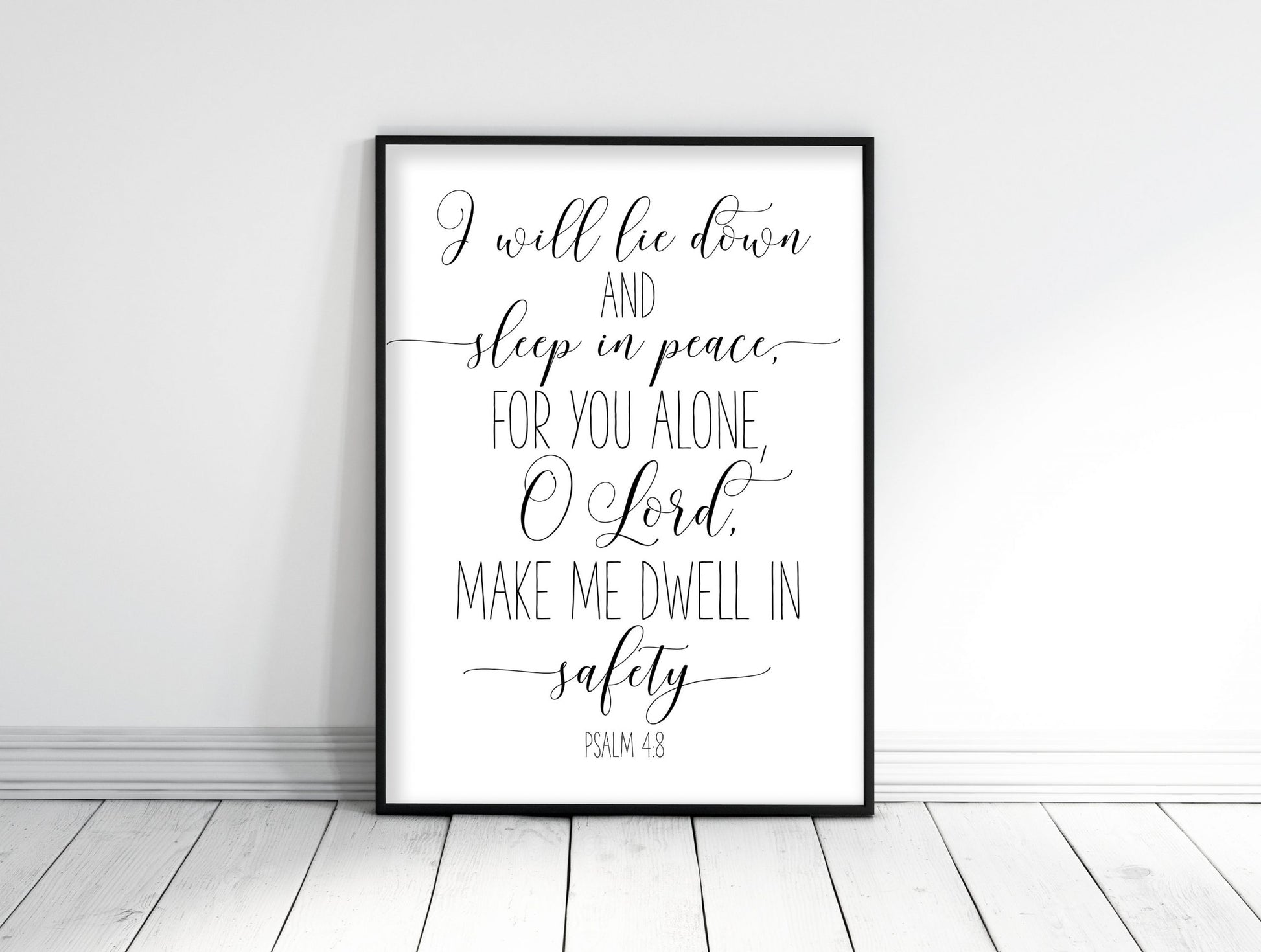 I Will Lie Down And Sleep In Piece, Psalm 4:8, Bible Verse Printable Wall Art,Nursery Bible Quotes