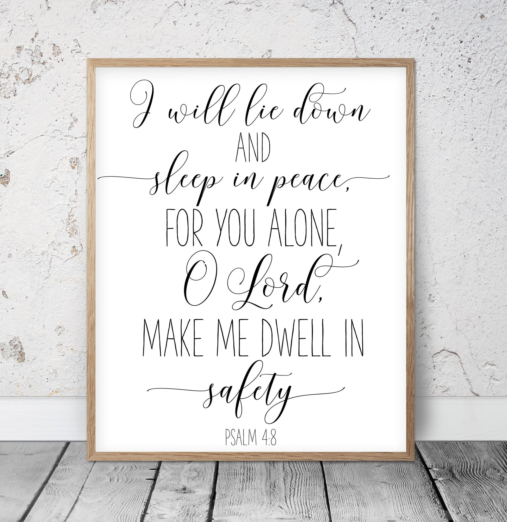 I Will Lie Down And Sleep In Piece, Psalm 4:8, Bible Verse Printable Wall Art,Nursery Bible Quotes