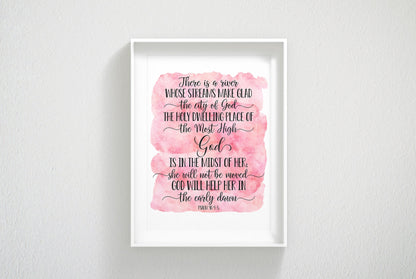 God Is In The Midst Of Her, Psalm 46:4-5,Bible Verse Printable Wall Art,Nursery Decor,Bible Quotes