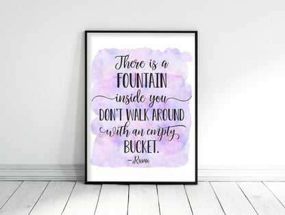 There Is A Fountain Inside You,Rumi Quote,Nursery Print Decor,Quotes Wall Art