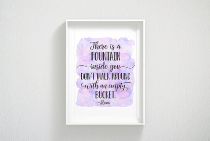 There Is A Fountain Inside You,Rumi Quote,Nursery Print Decor,Quotes Wall Art