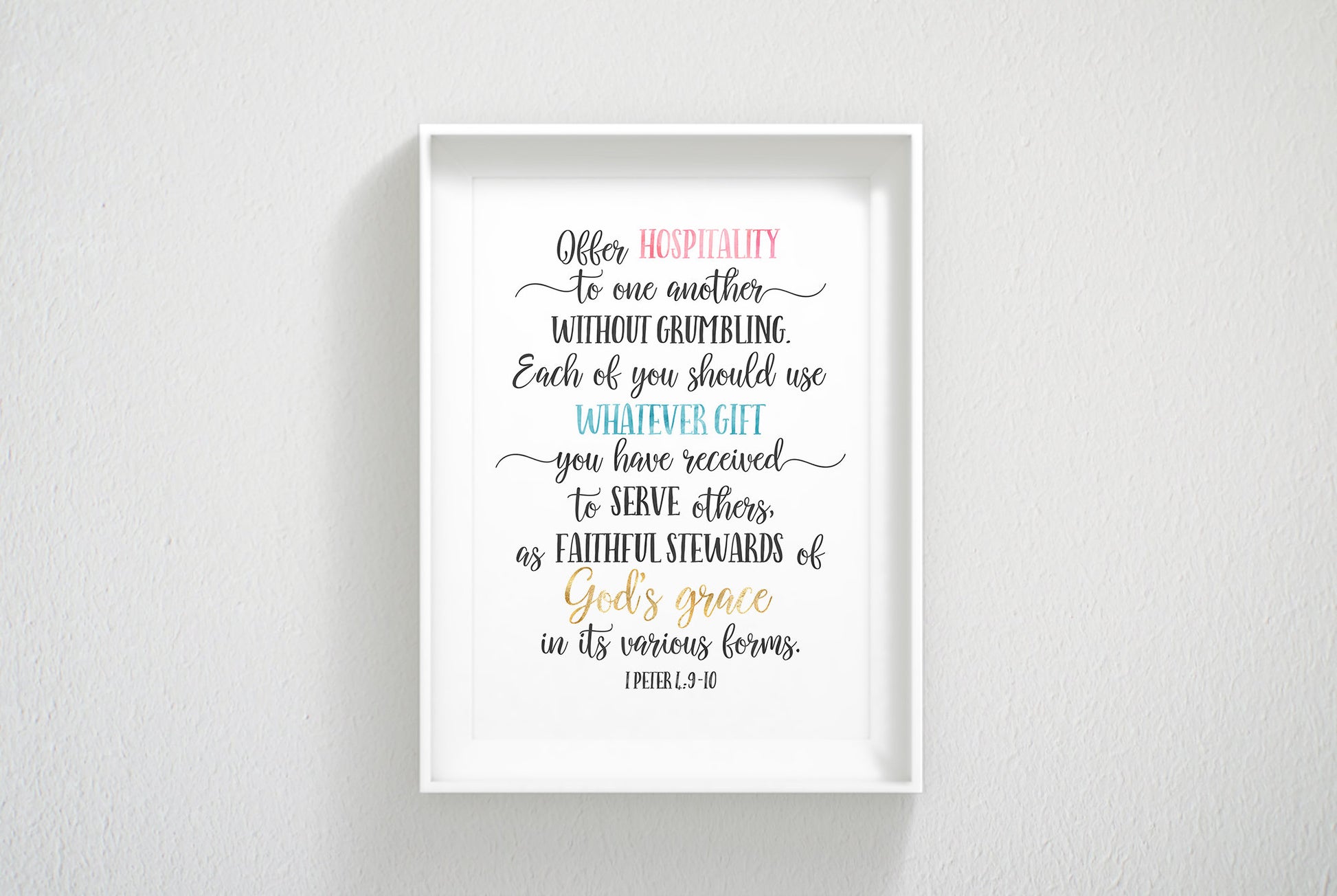 Offer Hospitality To One Another, 1 Peter 4:9-10, Bible Verse Printable, Nursery Decor