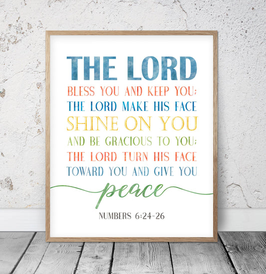 Bible Verse Printable The Lord bless You And Keep You, Numbers 6:24-46, Calligraphy Print