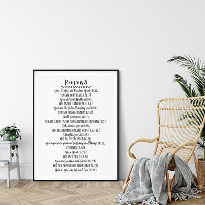 You God Are Freedom Giver, Romans 8, Printable Bible Verse Wall Art, Scripture Prints, Wall Art