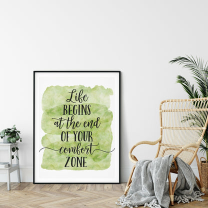Life Begins At The End Of Your Comfort Zone, Nursery Print Art Decor,Quotes