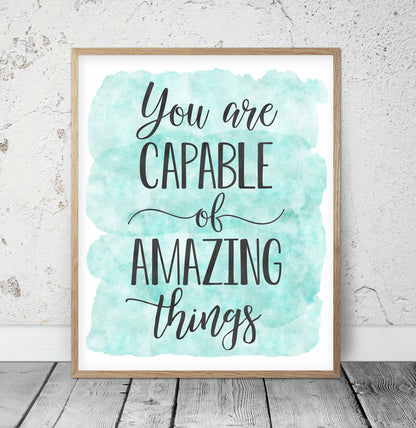 You Are Capable Of Amazing Things, Nursery Print Decor, Inspirational Quotes