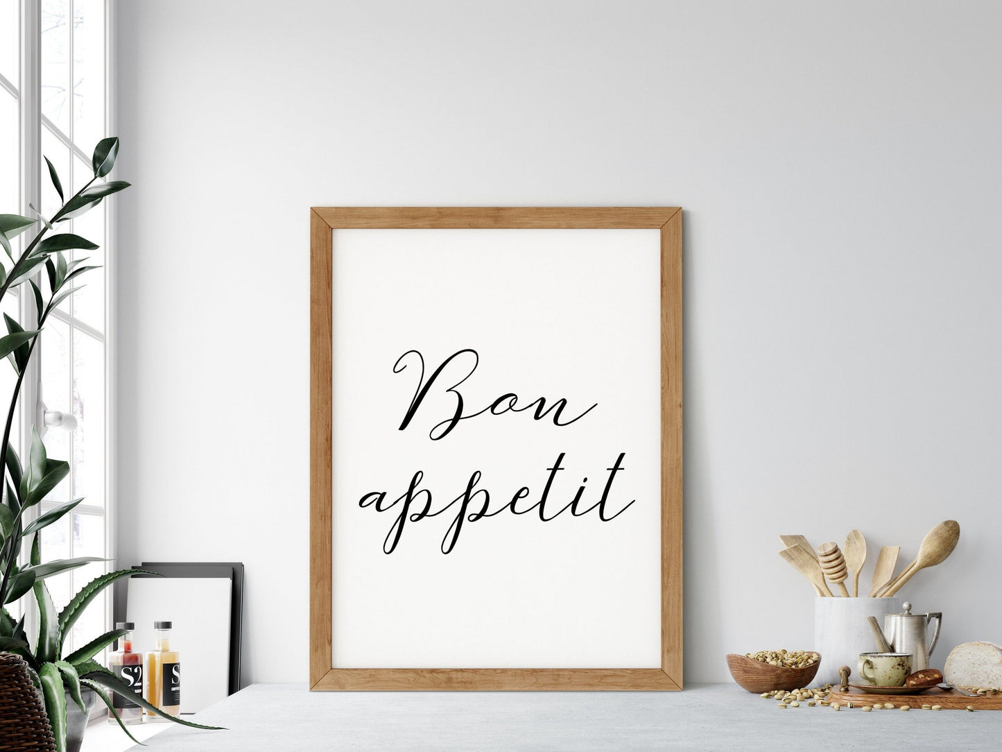 Minimalist Kitchen Decor Bon Appetit,Kitchen Printable Wall Art, Decor Print