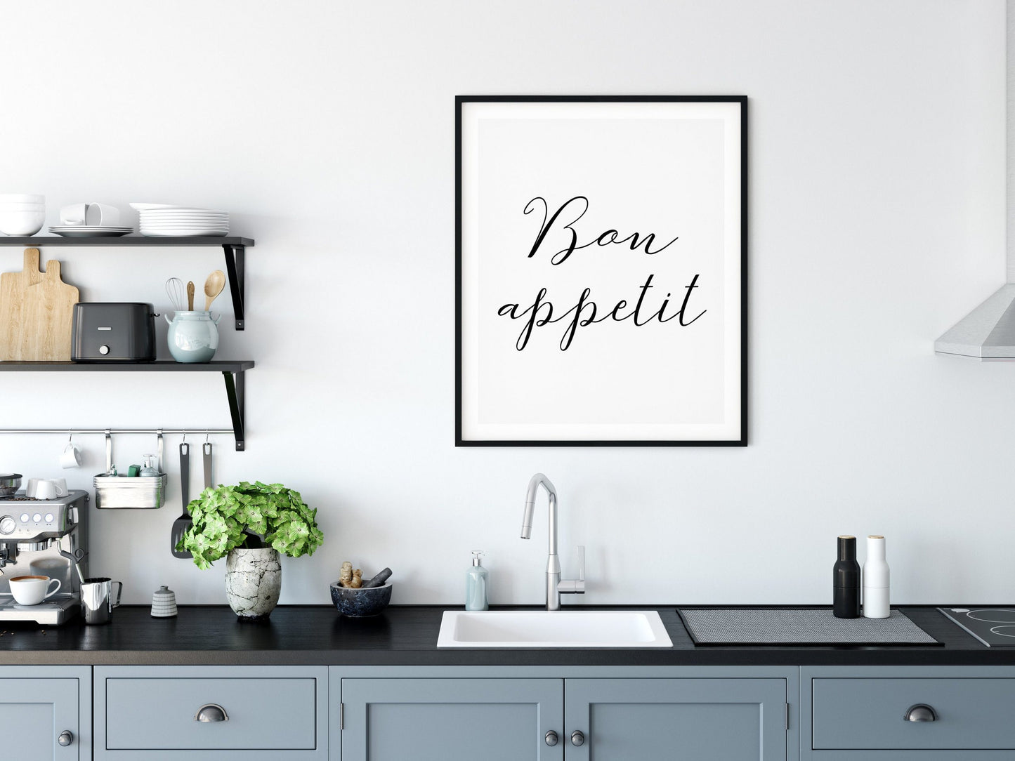 Minimalist Kitchen Decor Bon Appetit,Kitchen Printable Wall Art, Decor Print
