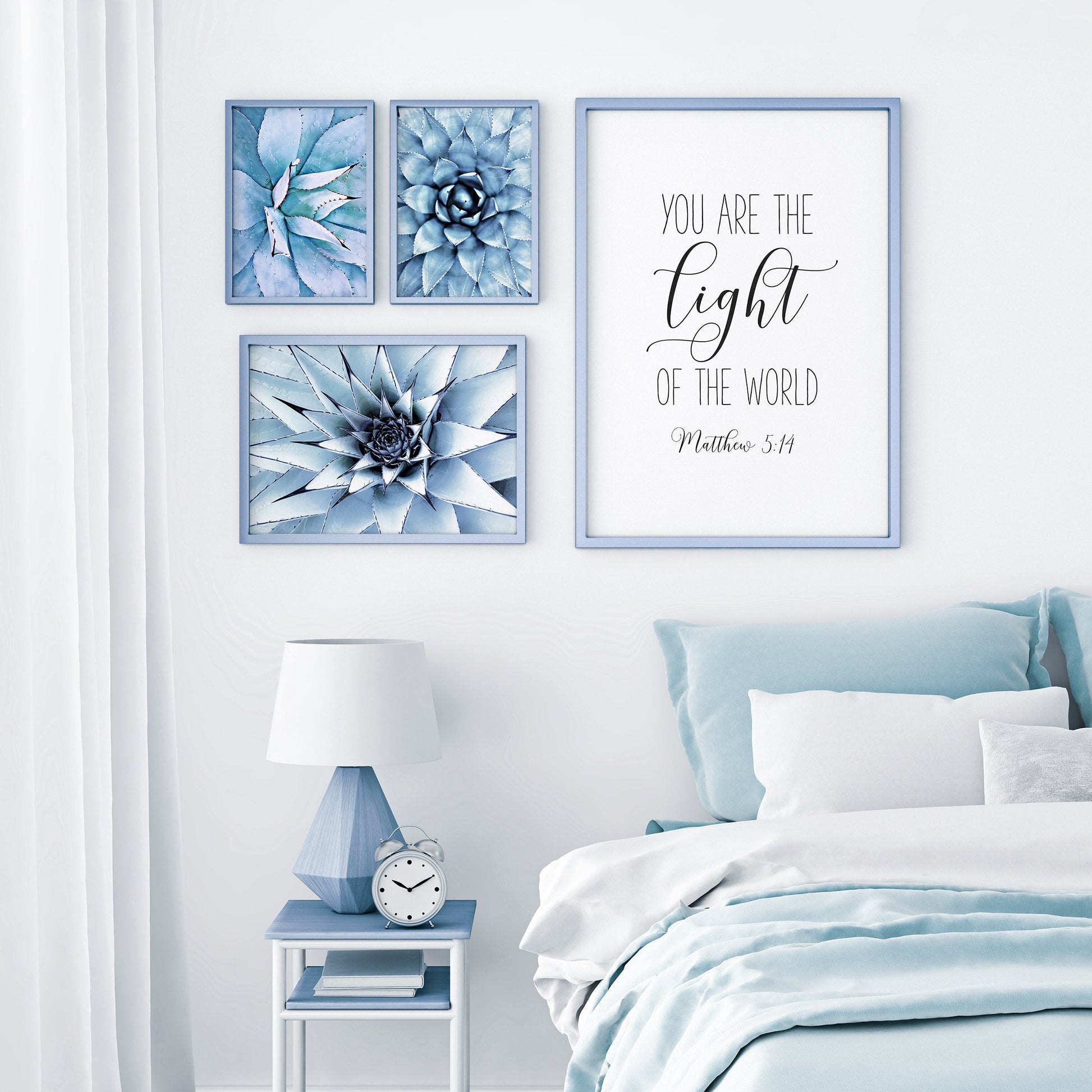 Bible Quote, You are the Light of the World, Matthew 5:14, Inspirational Wall Art, Nursery Print