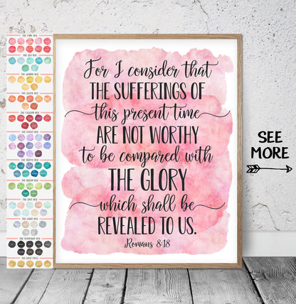 The Sufferings Are Not To Be Compared With The Glory, Romans 8:18, Bible Verse Nursery Print